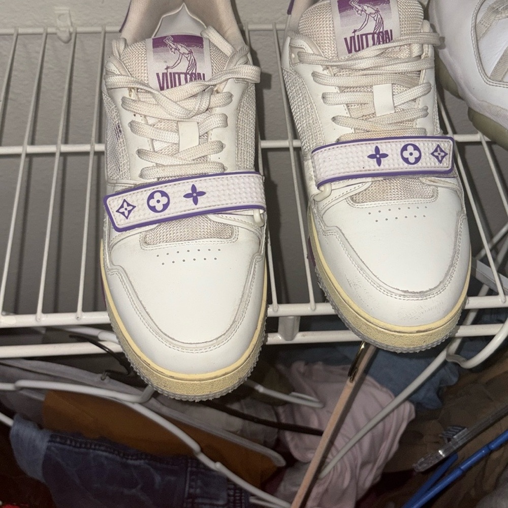 Louis Vuitton Cream and Purple Sneakers